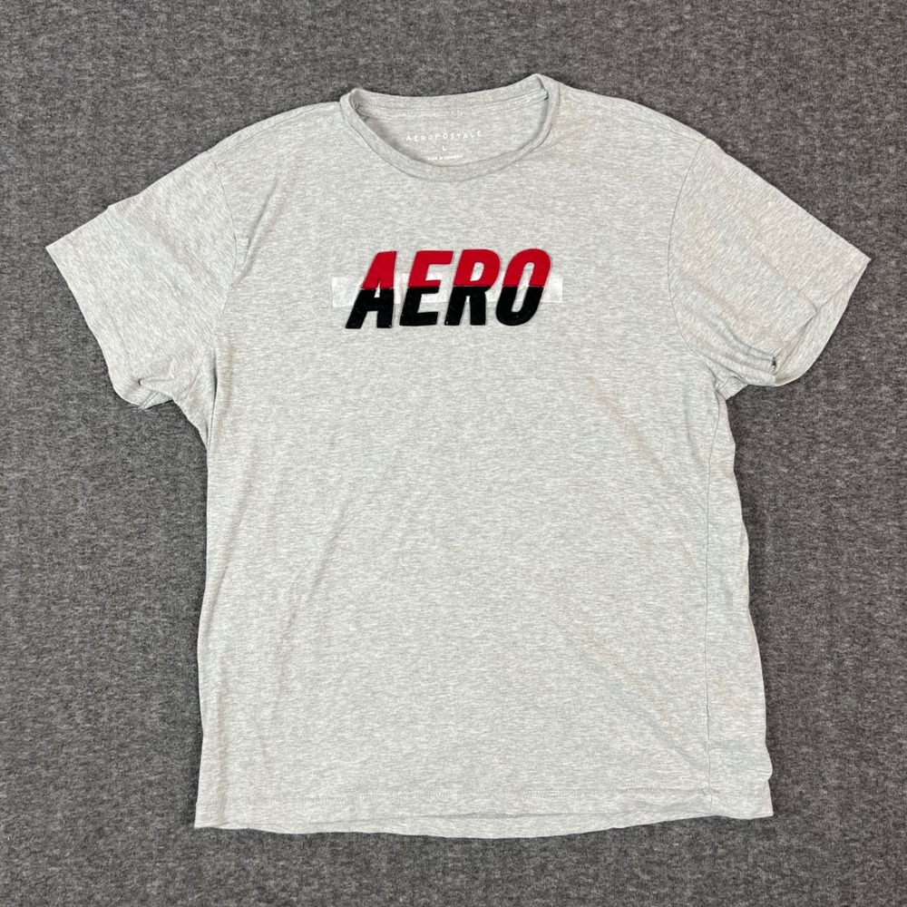 Aeropostale Spellout T-Shirt Mens Large Gray Preppy Ivy League Short Sleeve Tee
